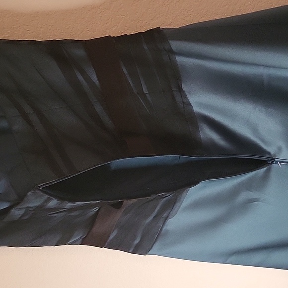 NWT Sophia Tolli Dark Jade/Teal Sheer Black Strapless Cocktail Dress Sz 8 Sexy! - Picture 9 of 11